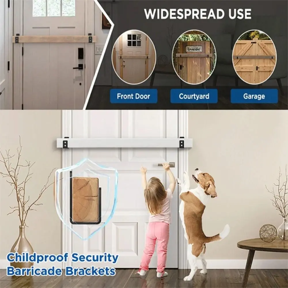 

2 Pcs Metal Open Rod Support U-bracket Black Anti-slip Door Safety Barricade Support Detachable Door Barrier Protection