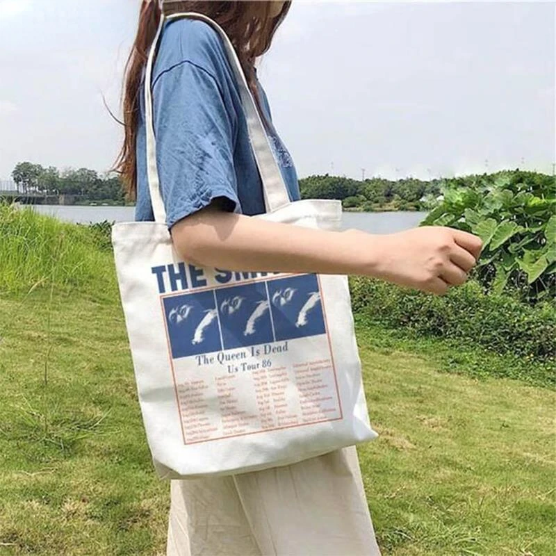 The Smith Women Shopping Bag English Rock Band Women Shoulder Bag Harajuku Large Capacity Vintage Shopper Bag Large Shoulder Bag