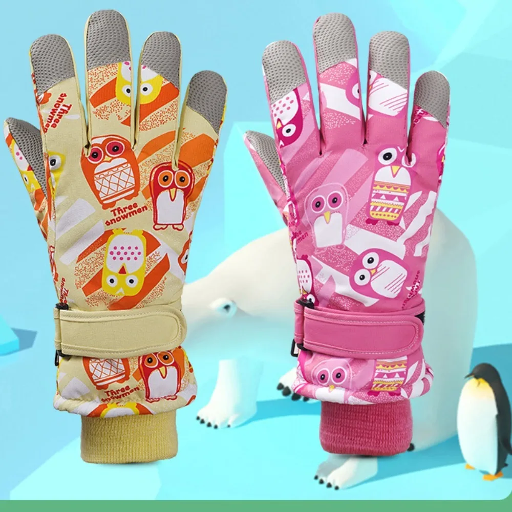 1 Pair of Skating Accessories Warm Ski Gloves Windproof Thickening Children's Gloves Cartoon Plush Winter Gloves Outdoor Sports