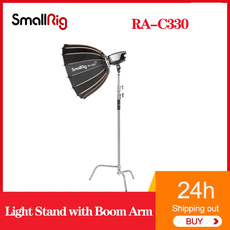 SMALLRIG RA-C330 C Light Stand with Boom Arm 4344 Height Adjustable Stainless Steel Boom Arm with 1/4