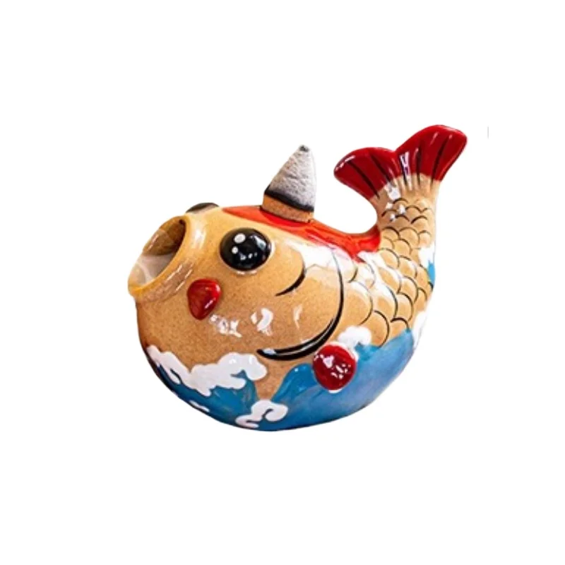 مبخرة الأسماك الحلي غير توابل تمثال منضدية الظهر المتدفقة مبخرة لطيف الإبداعية السيراميك كوي الديكور