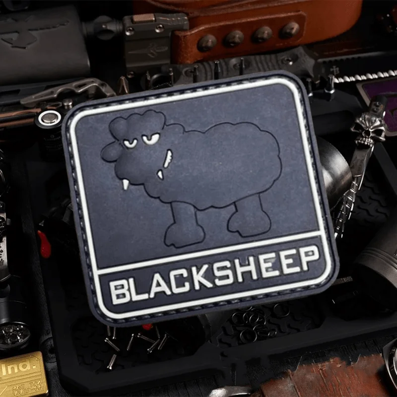 

Black Sheep Patch Satire PVC Tactical Morale Badge on Clothes Military Hook And Loop Fastener Armband Backpack Stickers