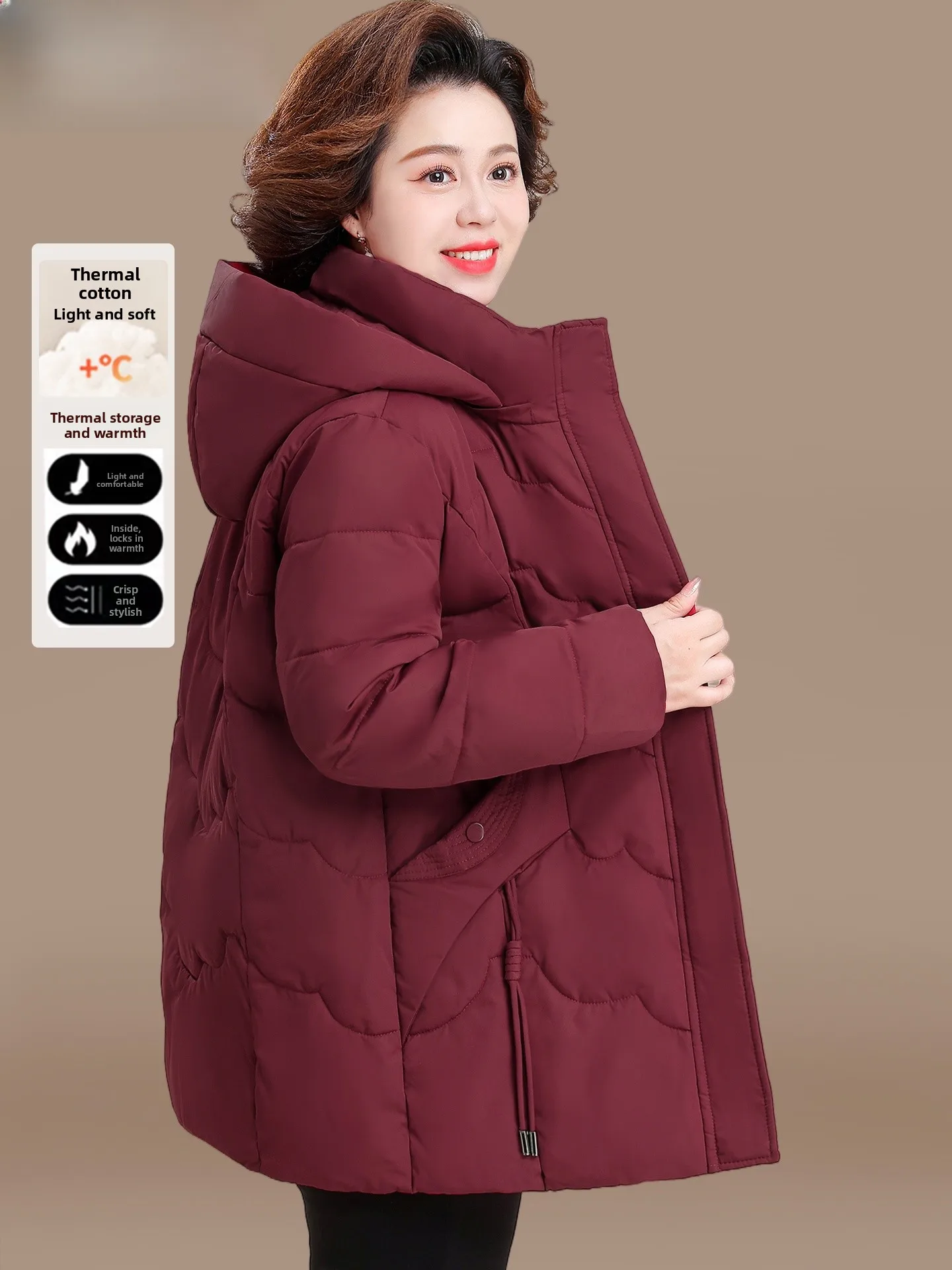 

Теплый хлопковый пуховик средней длины для женщин, повседневный, свободного кроя, с длинными брюками, на молнии, без мехового воротника