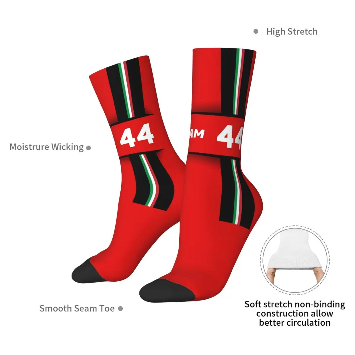 F1 2025 - #44 Hamilton Socks Harajuku Super Soft Stockings All Season Long Socks Accessories for Man\'s Woman\'s Gifts