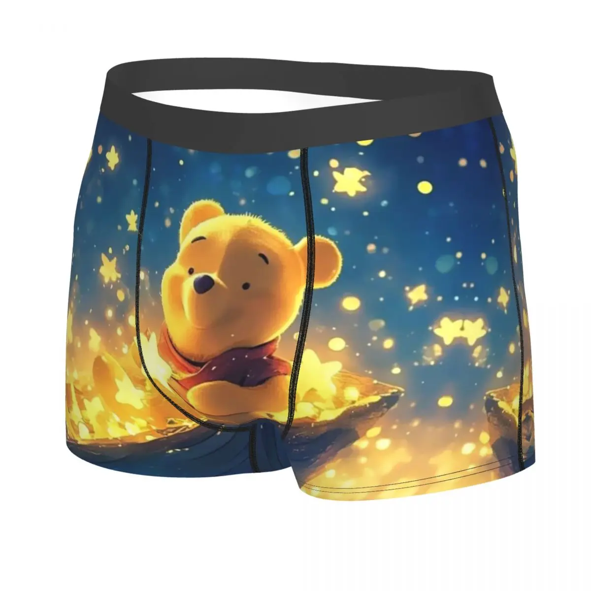 Ropa interior personalizada con estampado clásico de Winnie Pooh, calzoncillos tipo bóxer con estampado de oso amarillo para hombre, calzoncillos suaves