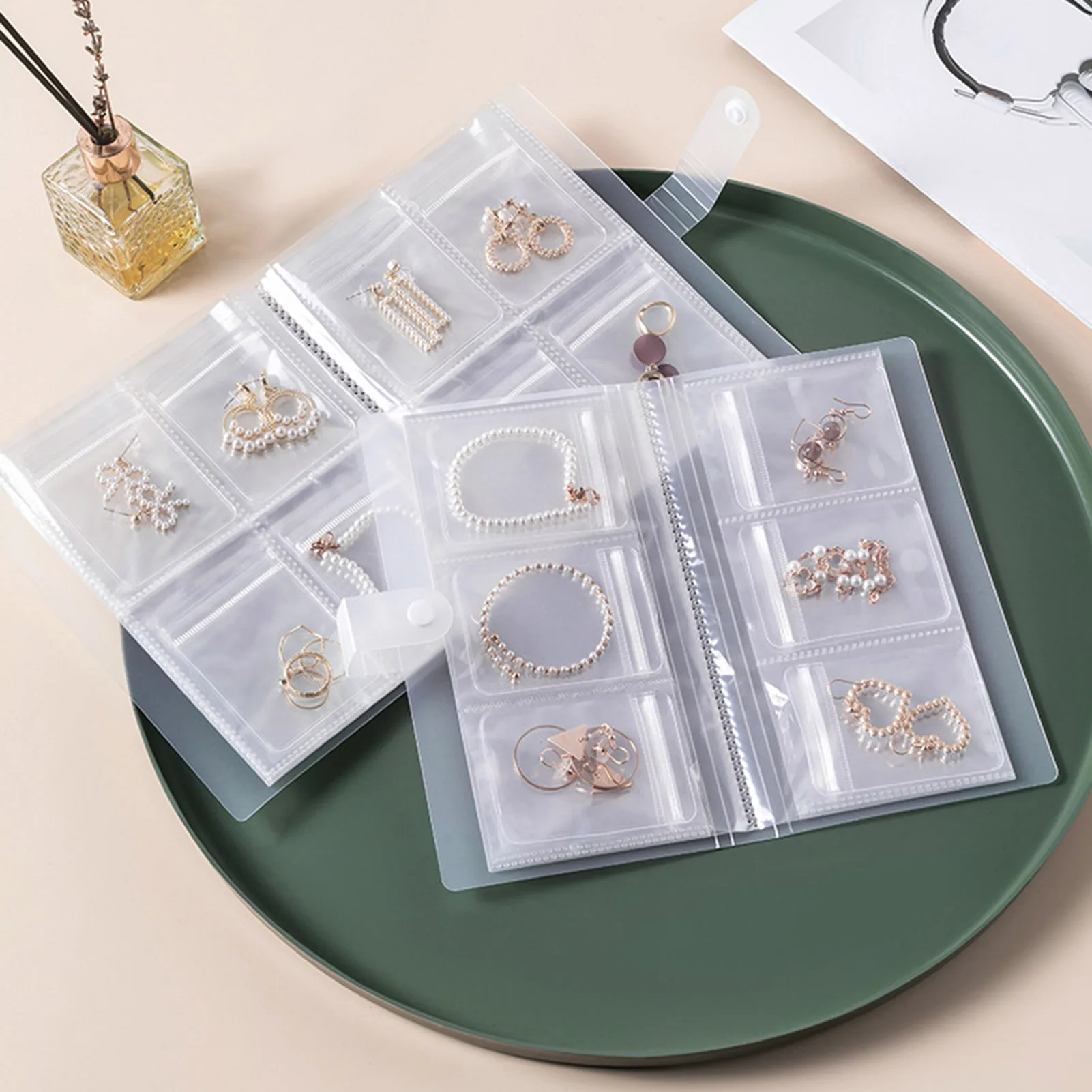 

Transparent Jewelry Organizer Book Anti-Oxidation Storage Album with 20 Seal Bags for Rings Earrings Necklaces Accessories Tidy
