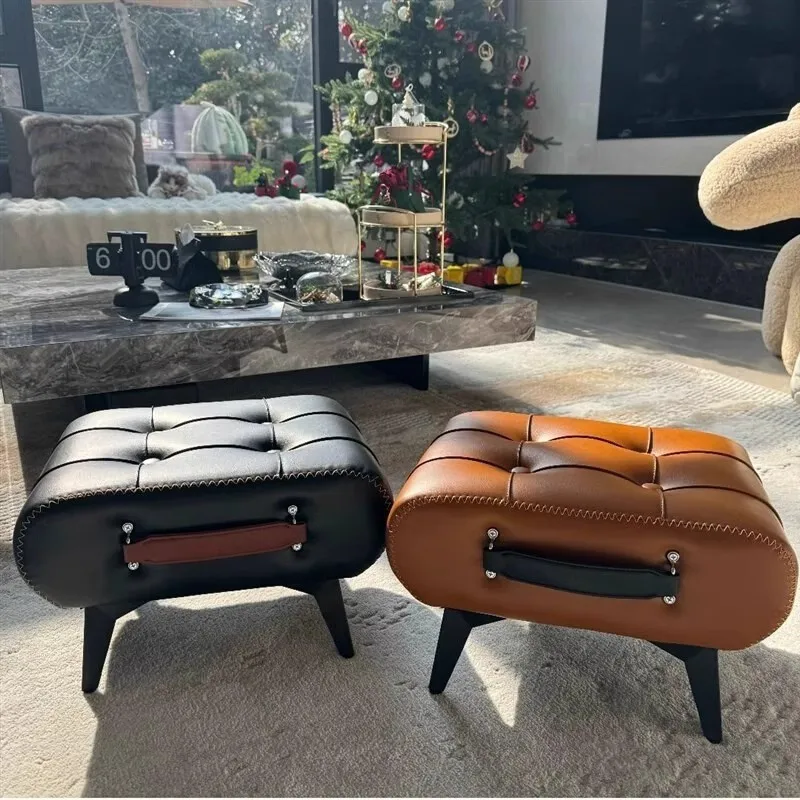 Chic Square Faux Leather Stool for Living Room - Perfect for Shoe Changing & Home Decor image 5