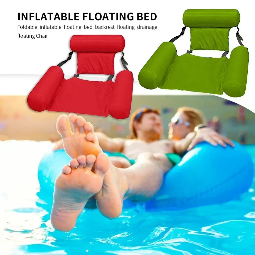 Inflatable Water Hammock Pool Float Foldable Mesh Lounger Air Mattress Recliner Chair for Adults Beach Swimming Summer