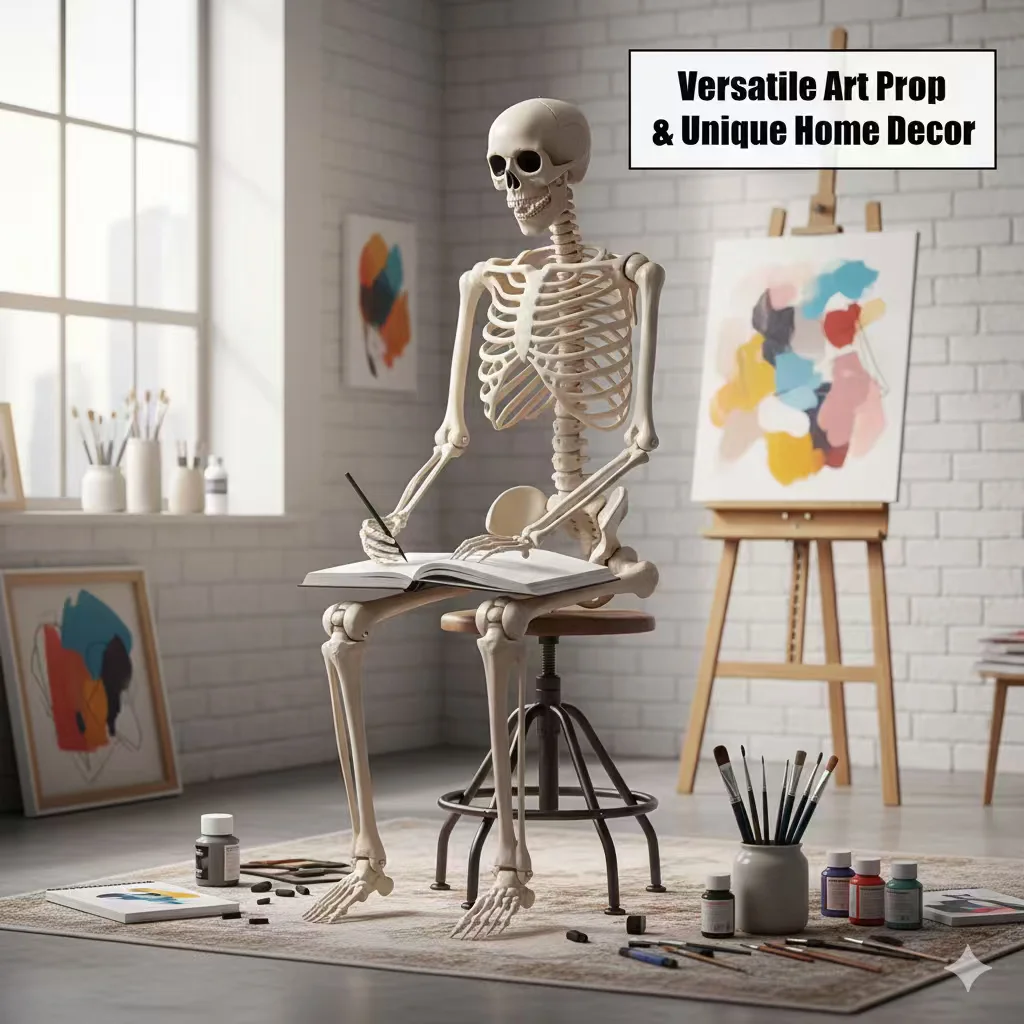 

Realistic Full Size Skeleton Prop with Movable Joints for Halloween Decor, Human Skeleton Model for Party Haunted House Indoor a