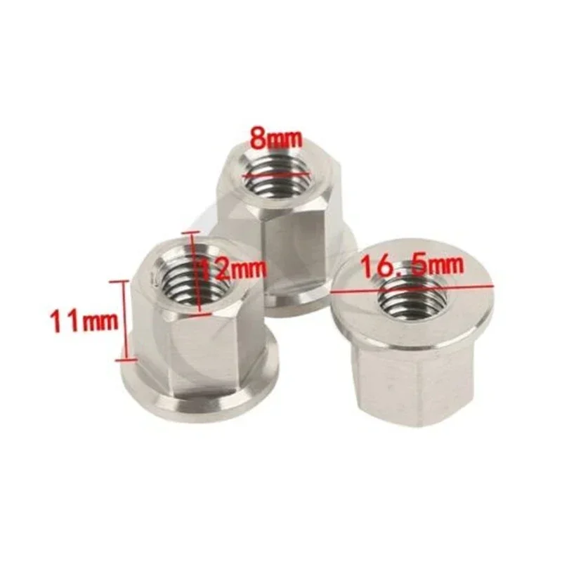 Motocicleta Titanium Exhaust Manifold Flange Locking Nuts, Universal 8mm, M8 x 1.25 Pitch, 12mm Hex, 5Pcs