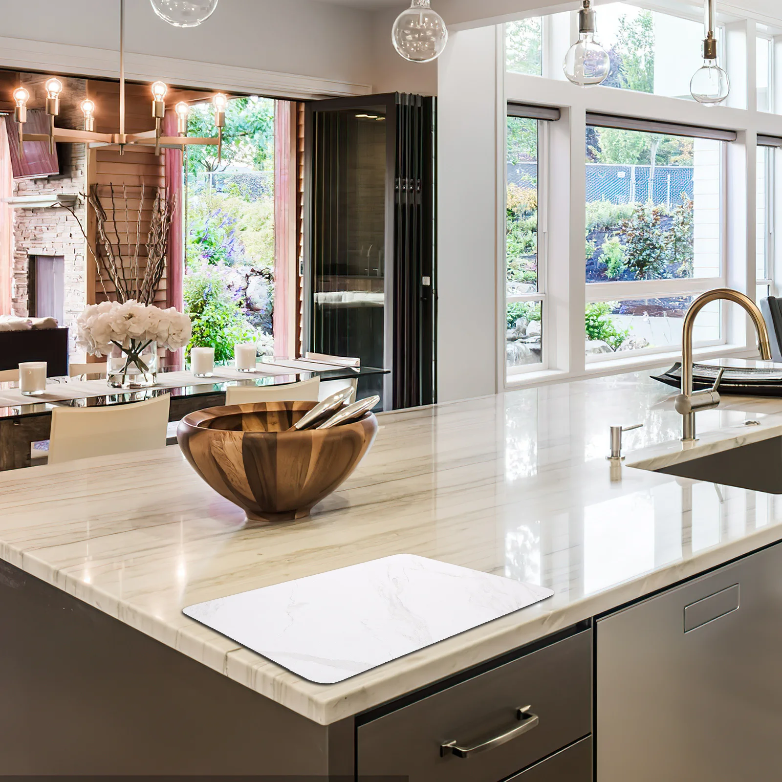 Marbling Water Absorbing Dish Drying Mat Heat Resistant Anti-Skid Kitchen Countertop Drying Pad Tableware Mat