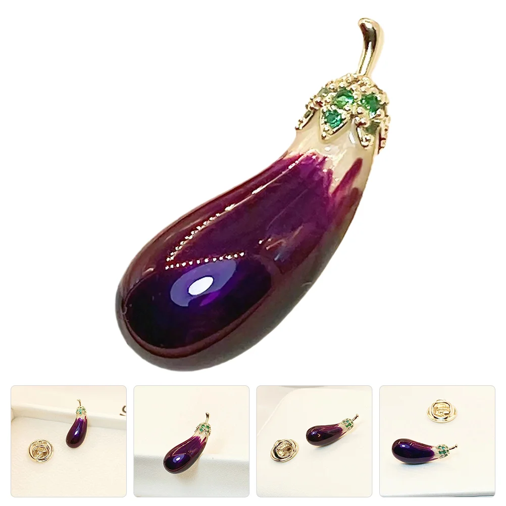 Eggplant Brooch Personalized Jewelry for Women Gifts Clips Fruit Pin Decorative Costume Clothes