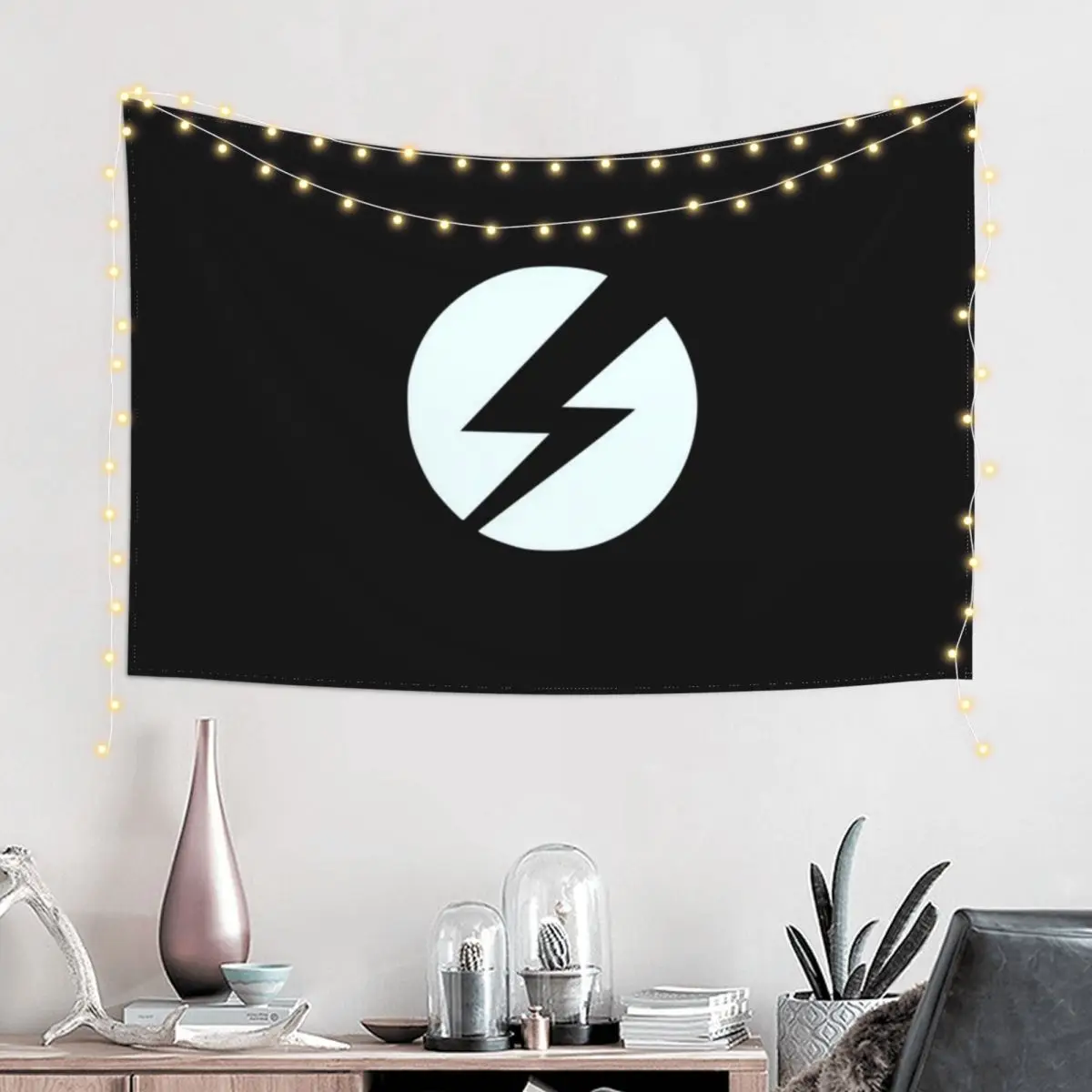 

Lightning Bolt Minimalist Logo Tapestry Room Decor Aesthetic Home Decorators Wall Decoration Items Tapestry