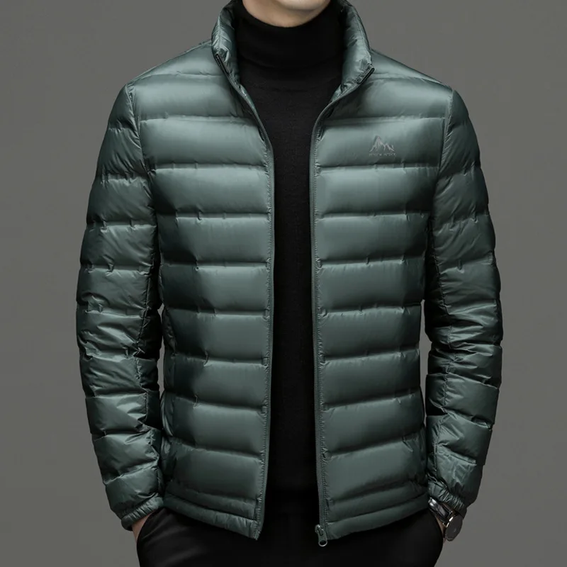 Autumn and winter light down jacket Men's high-end stand collar lightweight down jacket White goose down warm jacket