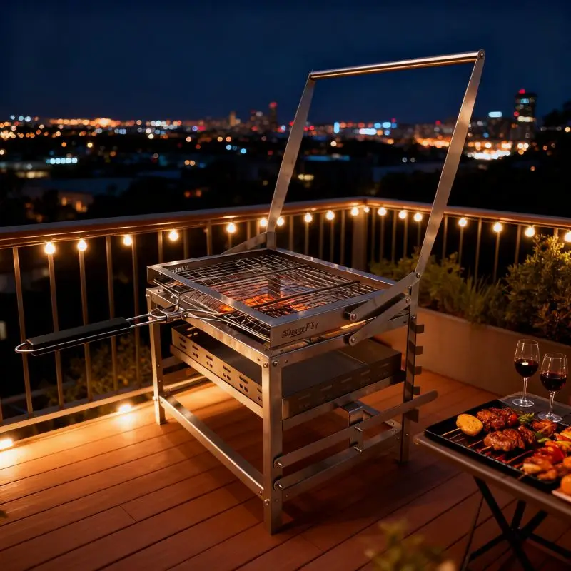 

Bbq Grills Outdoor Charcoal with Fan Smokeless Flip Bbq Grill for Camping Picnicking