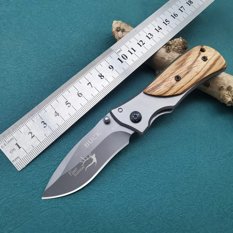 Wooden handle fruit knife, unpacking express small tool, folding knife, mini knife, folding portable knife