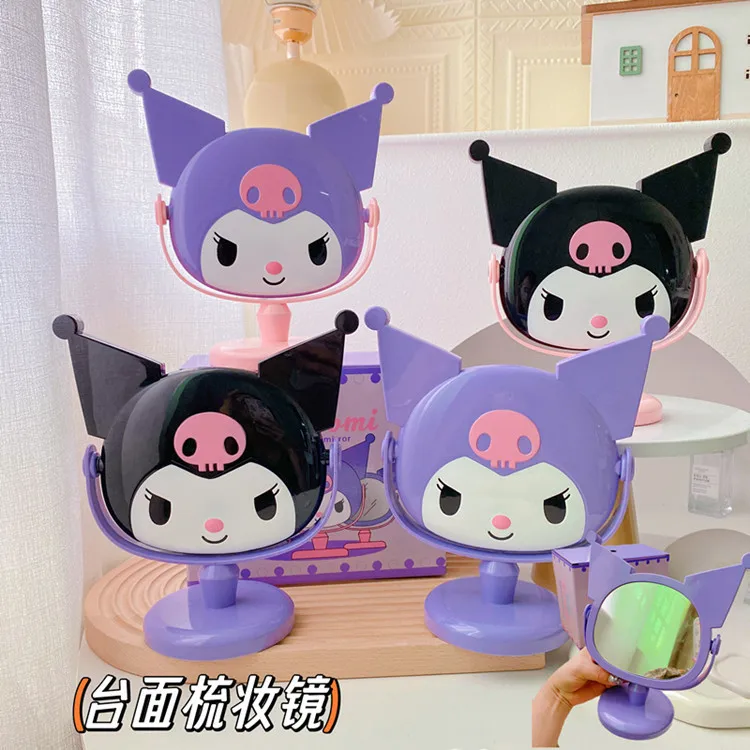 

Настольное зеркало с аниме Sanrio, мультяшное, Kuromi, девочка, сердце, спальня, косметическое зеркало, декоративная модель, одностороннее зеркало, подарок на день рождения