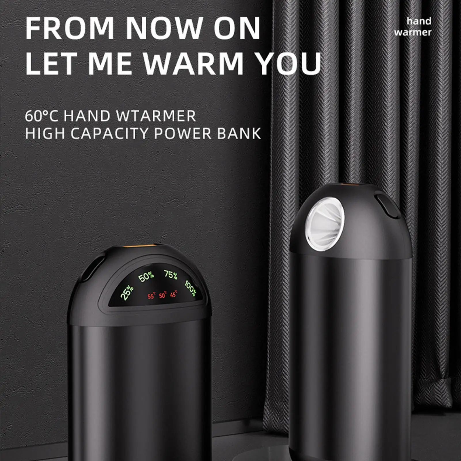 Heated Hand Warmers Rechargeable Hand Heater Power Bank 5000mAh With Lights Portable 3-Level Temperature Pocket Heater For view 3