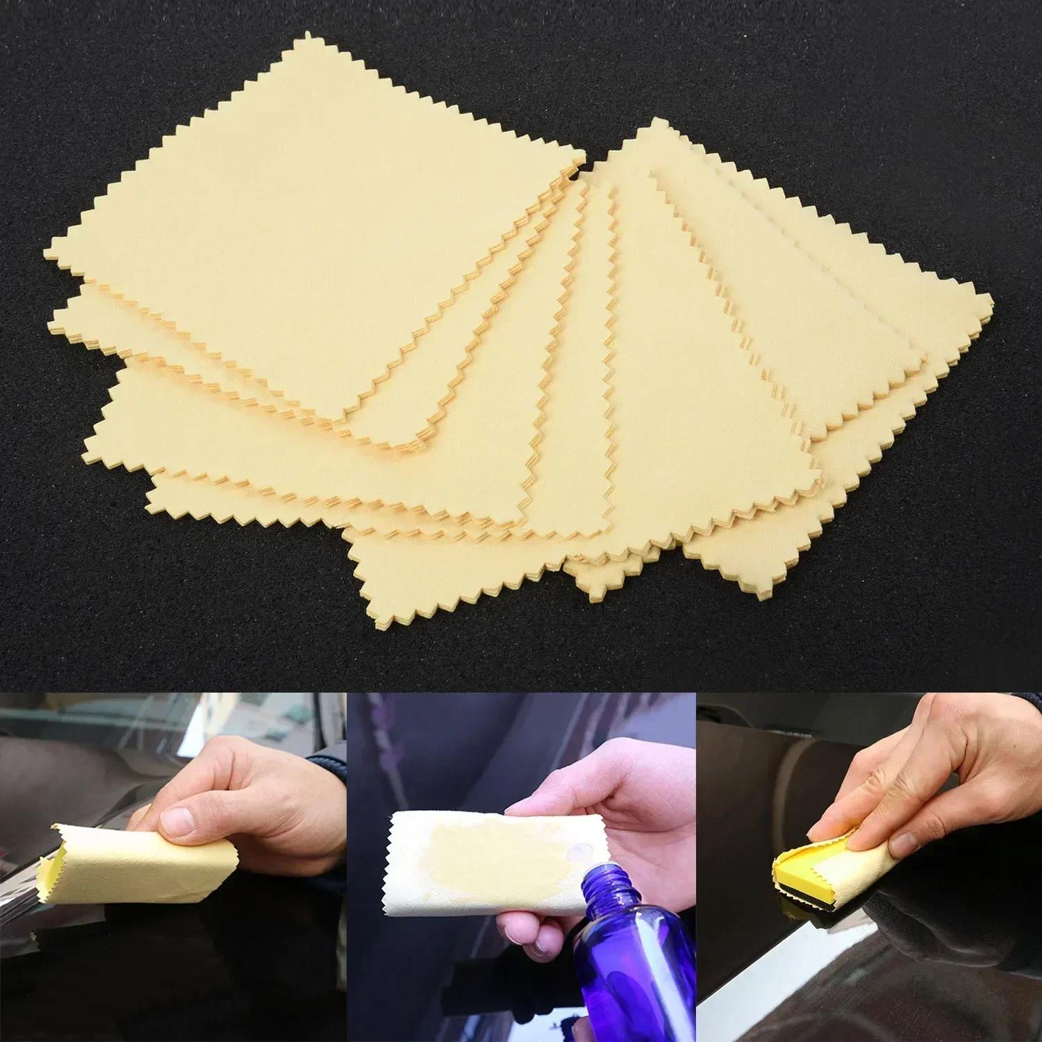 20pcs Microfiber Clothes Ceramic Glass Paint Coating Application 10x10cm Care Kit Car Glass Coating Lint-Free Waxing Towel