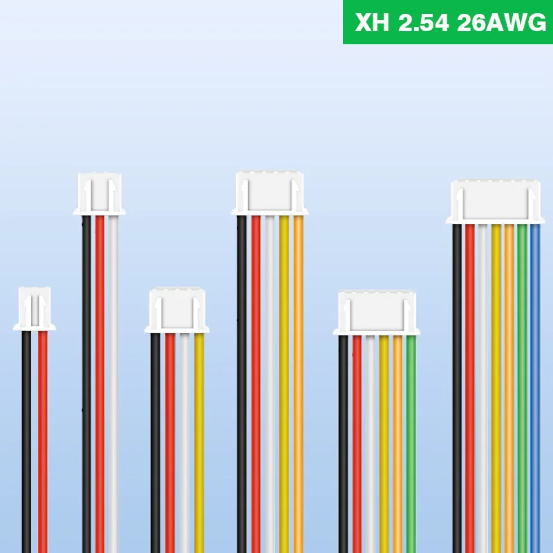 Cable de silicona de 26AWG, XH-2.54 XH, 2,54mm, 2/3/4/5/6/7/8/9/10P, conectores de paso de Pin XH, conector hembra y macho