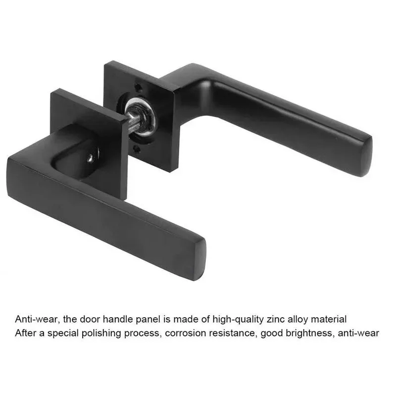 Simple Black Door Lock Cylinder Lever Handle Set Adjustable Left Right Home Security Bedroom Living Room Mute Door Handle Lock