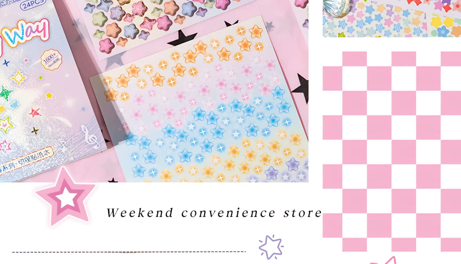 Starstorm 24 Blatt holografisches und mattes Mini-Stickerbuch, 8 x 8 cm, ästhetisches Journaling-Zubehör, Planer, Scrapbooking, Deko-Aufkleber – Detail 8