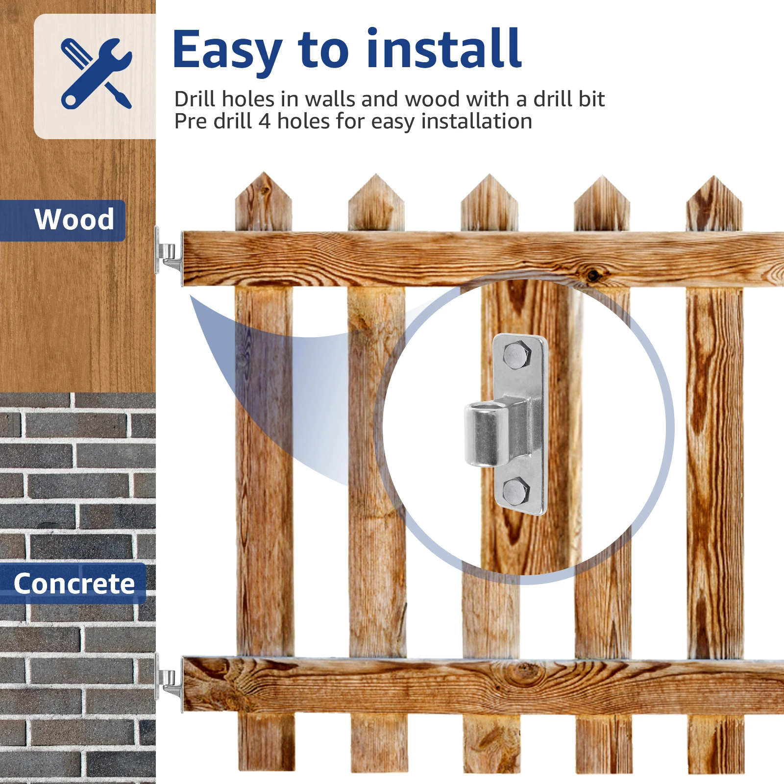 4 مجموعات من مفصلات بوابة المزرعة المثبتة على الحائط من الفولاذ المقاوم للصدأ شديدة التحمل وقابلة للإزالة بسعة ما يصل إلى 600 رطل تصميم قطعة واحدة غير ملحومة