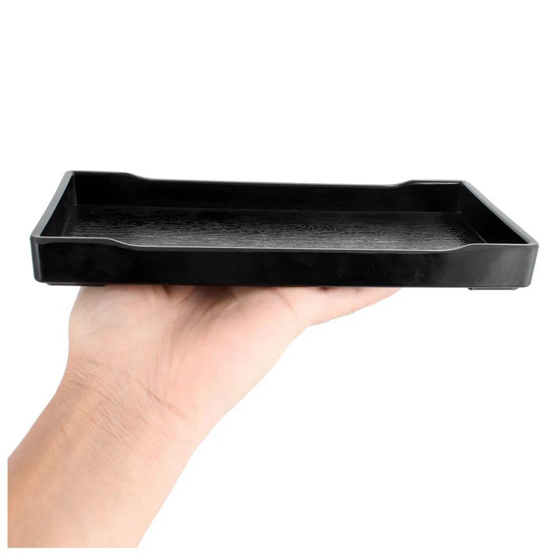 Bandeja Rectangular de plástico para comida, bandeja para almuerzo, color negro, 4 unidades