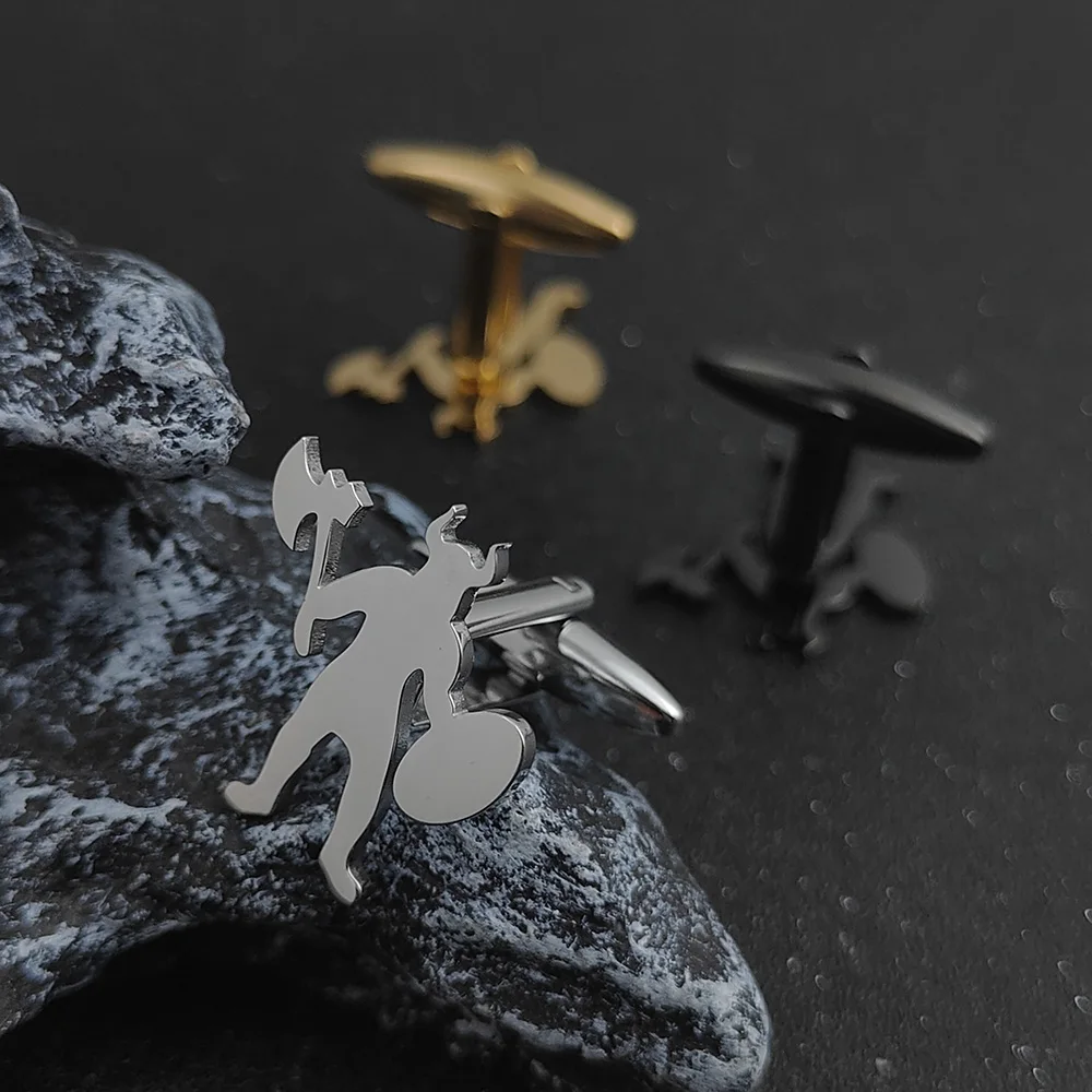 

Запонки с символом Берсерка для мужчин, нержавеющая сталь, безумный воин из скандинавской мифологии викингов, модные ювелирные изделия, подарок