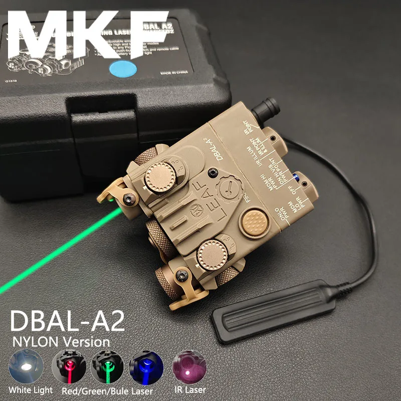 Nylon DBAL-A2 Red Green Dot Dual Beam IR Laser Sight Flashlight Tactical DBAL PEQ Aiming Airsoft Hunting Weapon Rifle Light