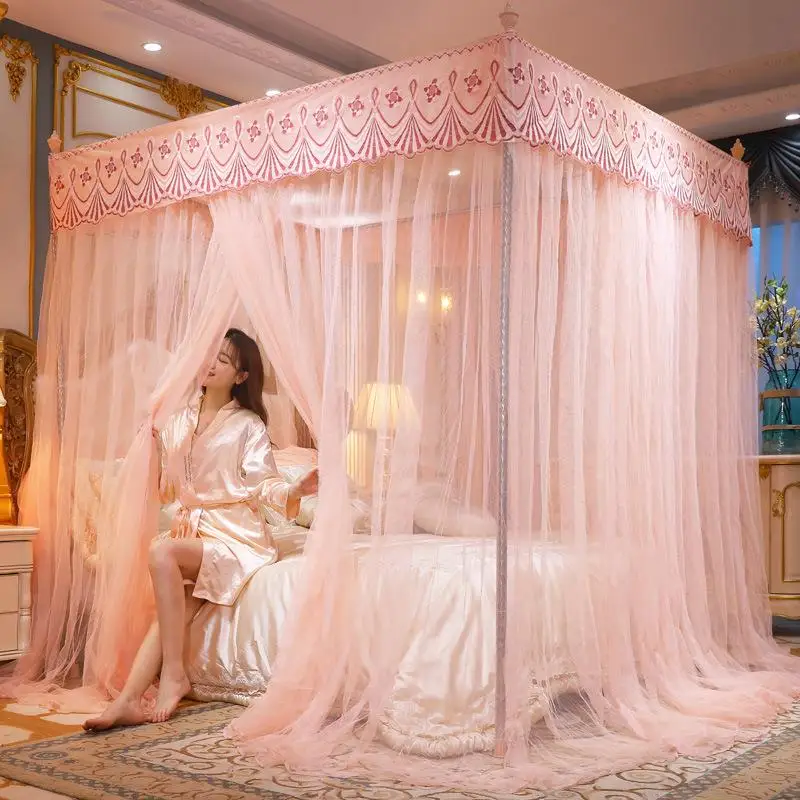 

2024 New Court Standing Mosquito Net Three Door Stainless Steel Frame Heightened Encrypted Mesh Screen Indoor Outdoor Universal
