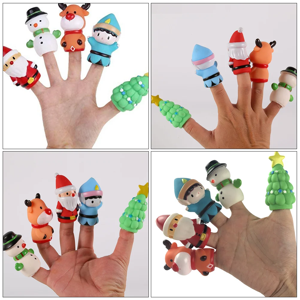 Criança role play suprimentos natal dedo figura de pelúcia brinquedos crianças fantoche dos desenhos animados