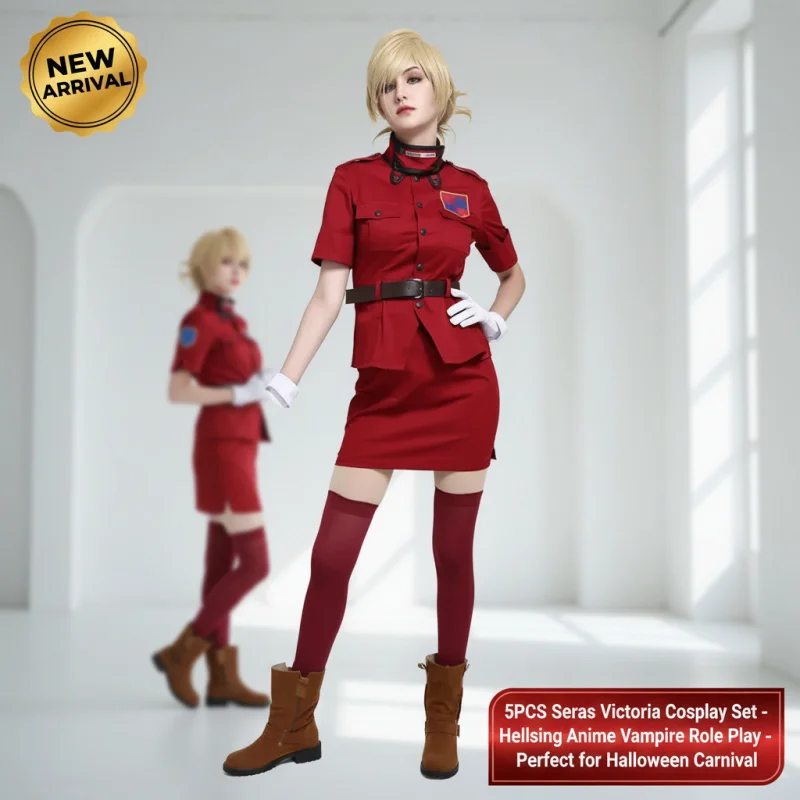 

☆SunlCos Seras Victoria Cosplay Costume Anime Hellsing Vampire Role Play Uniform Women Halloween Carnival Party Suit 5PCS☆