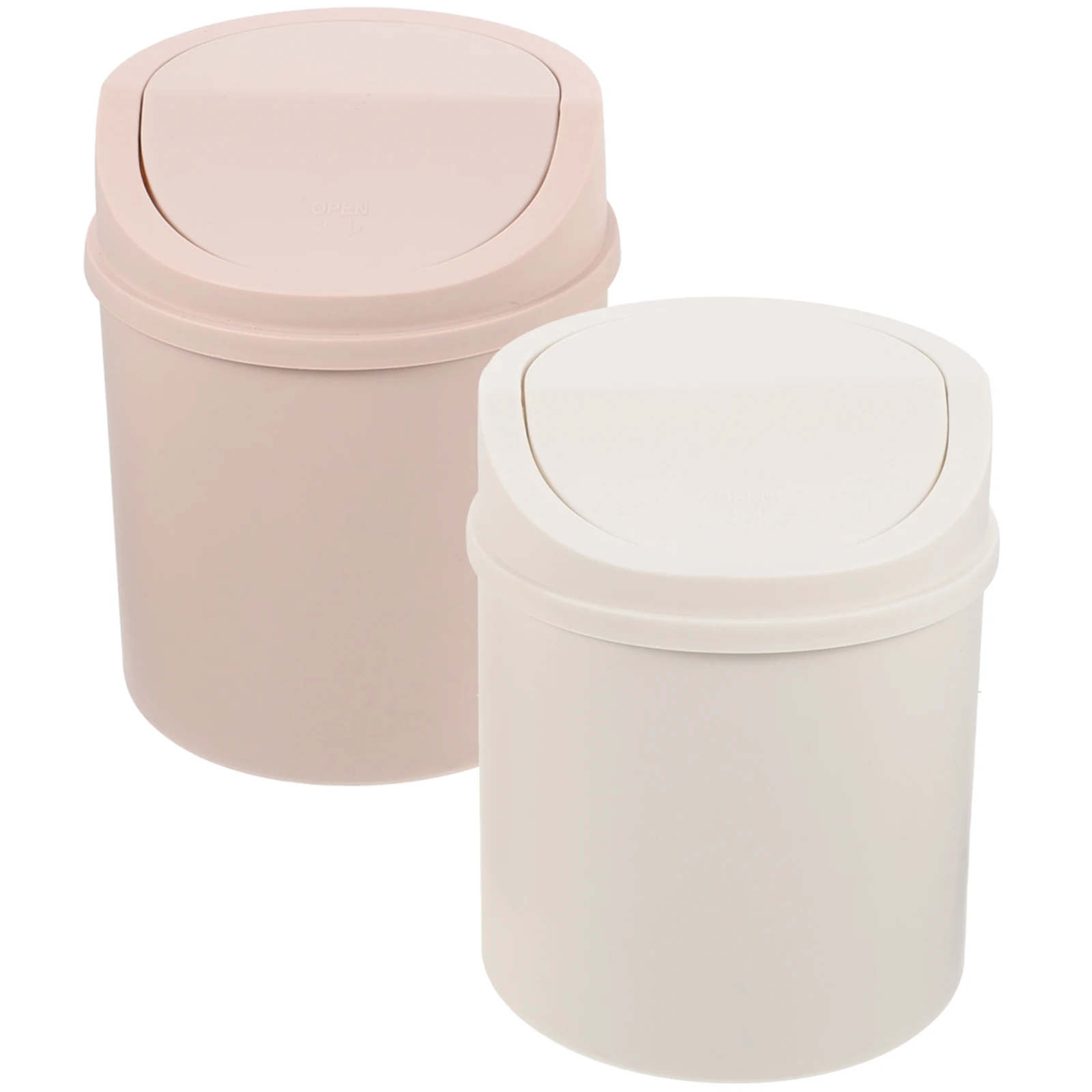 

2 Pcs Rubbish Bin Trash Can with Lid Desk Garbage Desktop Trashcan Decorate Office Flip