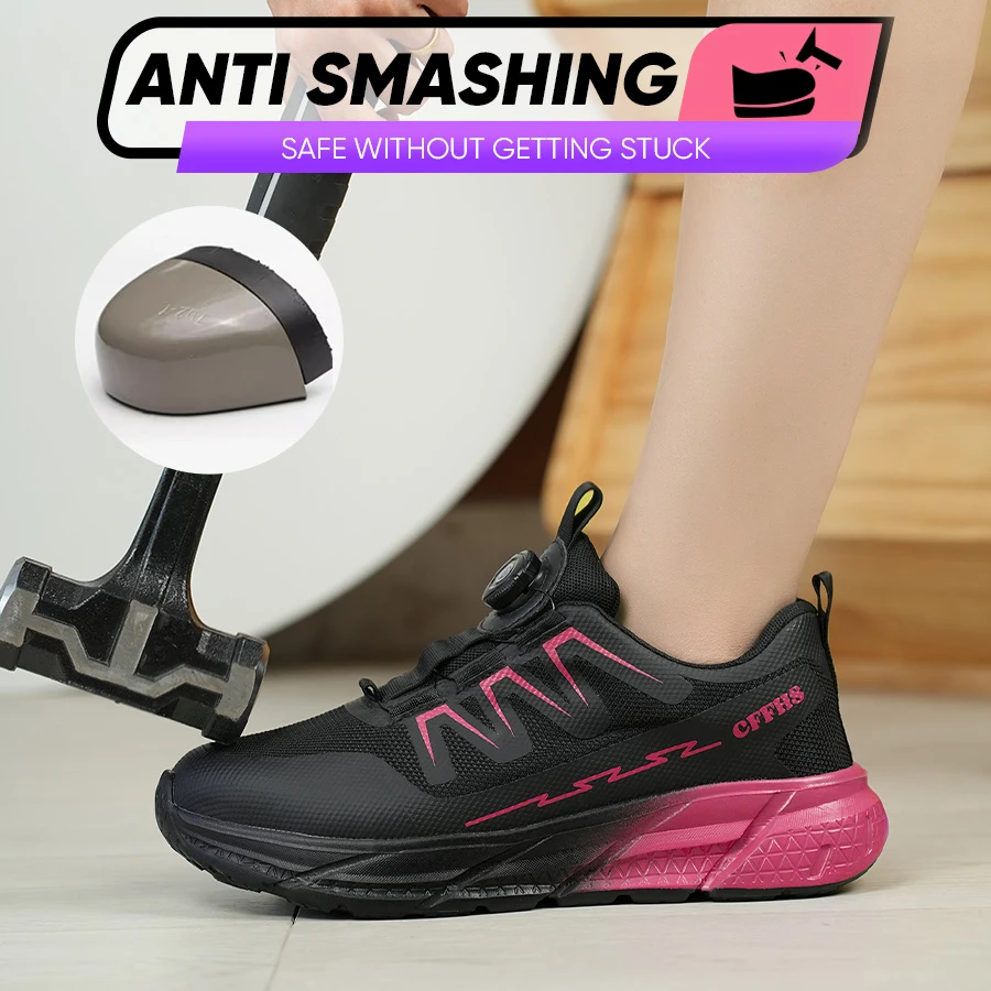 Women's Anti-Puncture Safety Boots Steel Toe High Top Lightweight Breathable Work Shoes Soft All-Season Casual Hiking Footwear