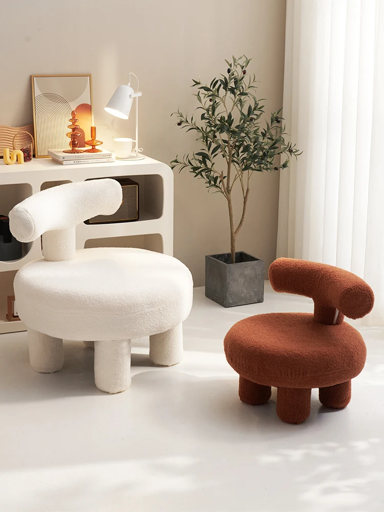 Luxury Lamb Wool Sofa Chair,Furniture,Home Living Room Backrest Chairs,Balcony Leisure Round Stool