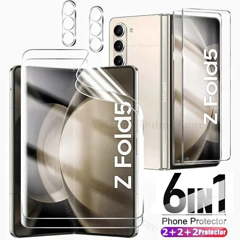 6IN1 Front Glass Inner Film for Samsung Galaxy Z Fold 5 4 3 6 Camera Lens Glass Screen Protector Protective Films Z Fold 6 Fold4