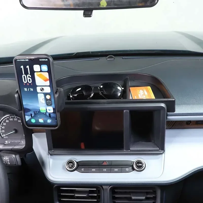 For Ford Maverick 2022-2024 ABS black car navigation rear screen storage box mobile phone tray interior modification accessories