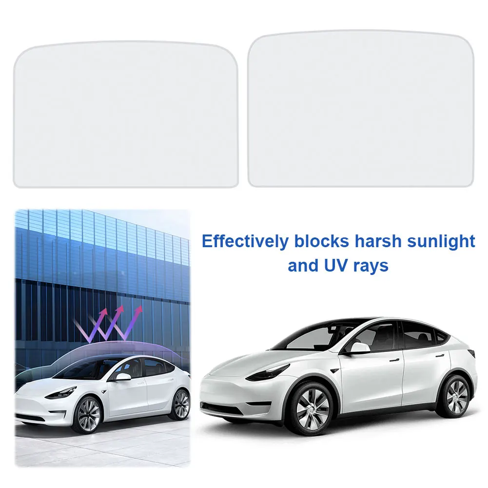 

Front Rear Skylight Sunshade UV Protection Front & Rear Top Glass Window Roof Shade for TESLA Model 3 2024 Front Rear Sunroof