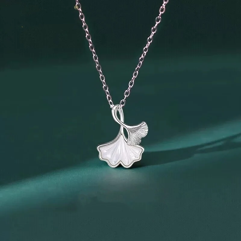 

Ginkgo leaf necklace for womens999Pure silver Japanese and Korean minimalist niche design collarbone necklace