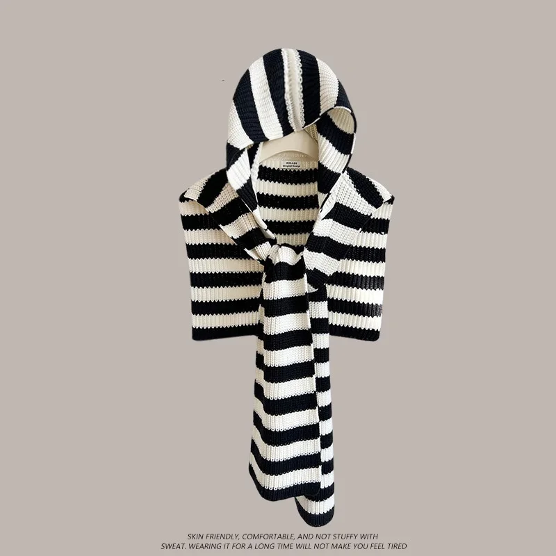Imitate Wool Design Sense Fashionable Knitted Hooded Shawl Women Autumn and Winter Warm Versatile Outer Vest Scarf Poncho P2