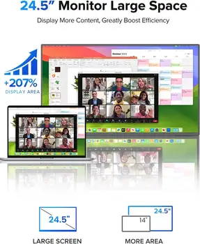 AHXJKA 24,5palcový přenosný monitor 165Hz 100sRGB 2K herní telefon mobilní notebook rozšiřující druhá obrazovka pro Steam/PS4/5/TV/XBox 10 nejlepší prodej 24palcový přenosný monitor - №3