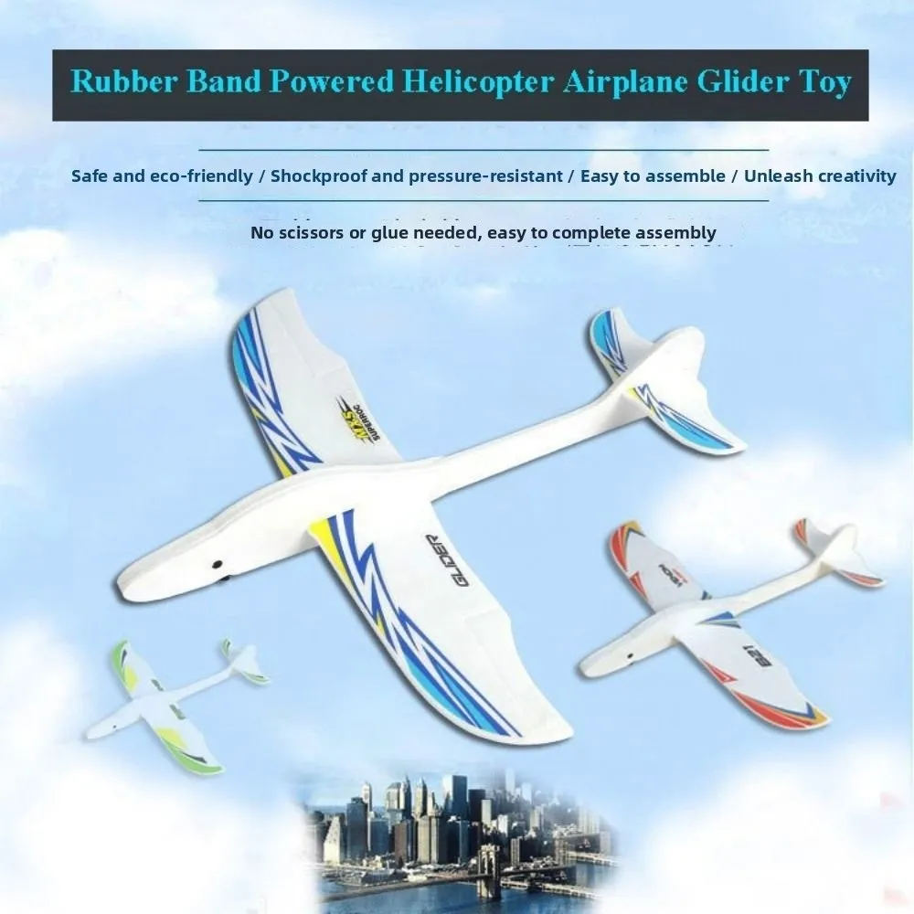 Ligthweight Airplane Glider Model Popular 3 Styles Rubber Band Powered Helicopter DIY Assemble Airplanes for Outdoor