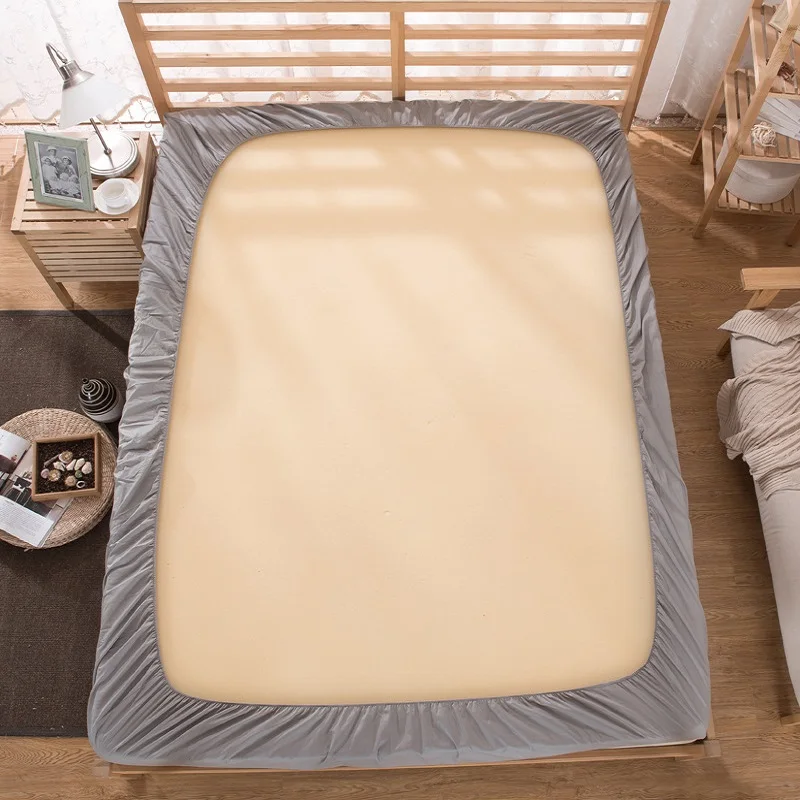 Spring and Autumn Solid color polyester cotton fitted sheet 1.5m 1.8m Mattress cover Elastic Bed sheet