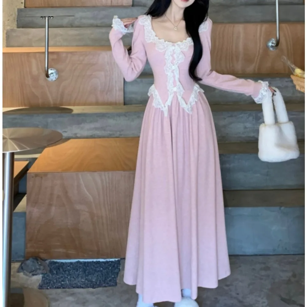 

Элегантная винтажная милая кружевная одежда с длинными рукавами Fairycore Evening High Street, женская одежда больших размеров