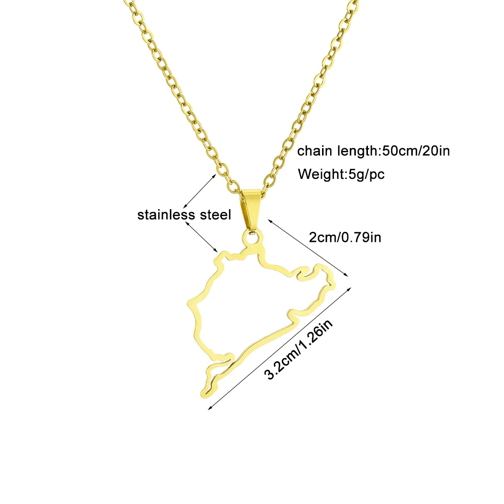 Fashion Germany Car Styling Racing ​Road Nurburgring Pendant Necklace for Men Women Girls Stainless Steel Jewelry