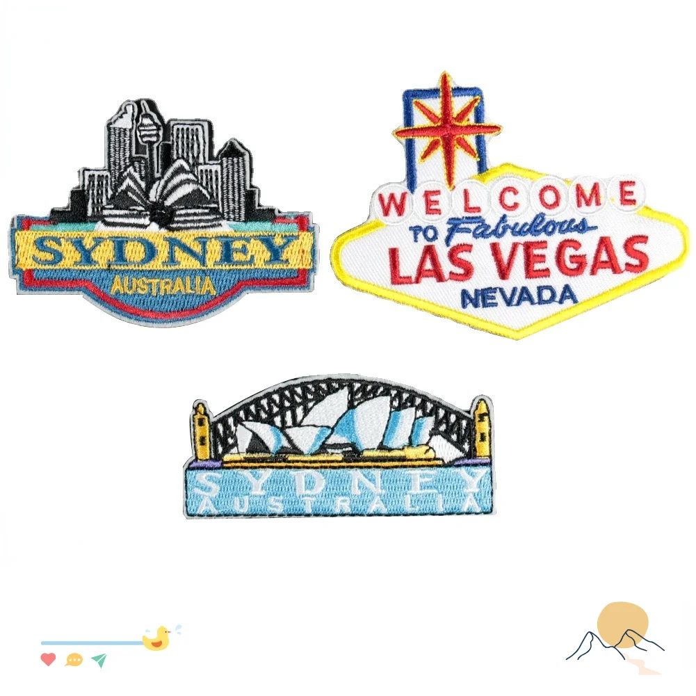 Las Vegas Nevada Sydney Opera House Patch for Jackets  Iron-on Embroidered Patch Applique Sewing Fabric Embellishments Finishes