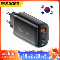 Essager 65W Korea Plug USB Type C GaN Charger For Laptop PD Fast Charging For iPhone 14 13 12 Pro Macbook Samsung Charge Adapter