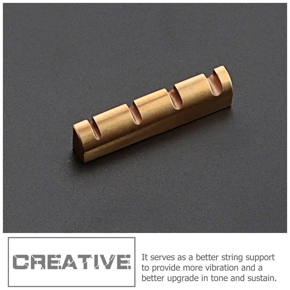 

Four String Bass Brass Upper String Nut Sturdy Bridge Nut Enhance Tone Sustain Stringed Instrument Replacement Accessory