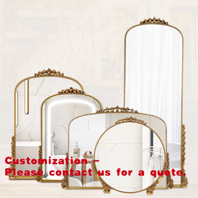 

Customize.Vintage Dressing Mirror Carved European Style Gold Antique Mirror Wall Decorations Home With LED
